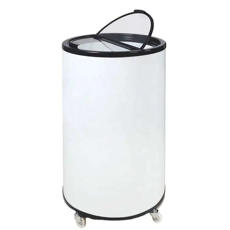 40L Round Cylinder Freezer Mini Display Refrigerated Cooler Can With Glass Lid