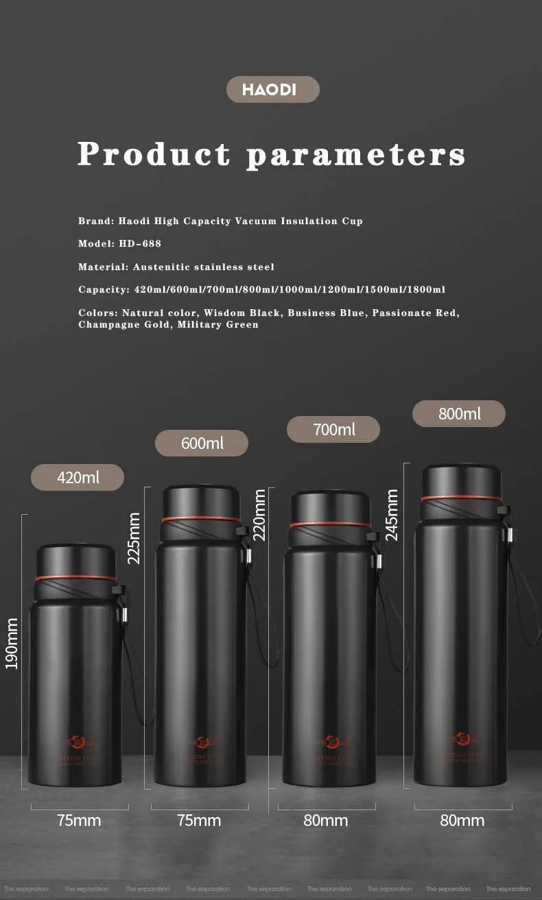 Tumbler	stianless steel 800ml/27oz thermos water bottle