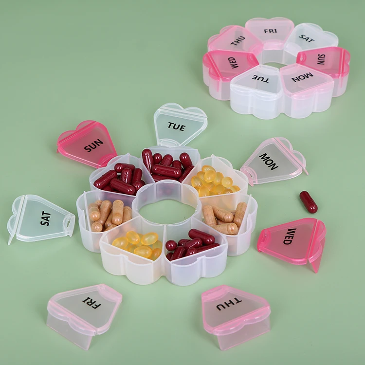 SUNSHING Custom Pill Case Plastic 7 Days Tablet Candy Boxes Portable Tablet Holder Travel Organizer Pill Dispenser Container