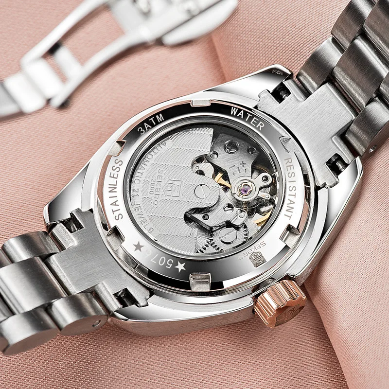 Multifunctional Luminous Fashion 30m Waterproof Mechanical Movement Ladies Watch