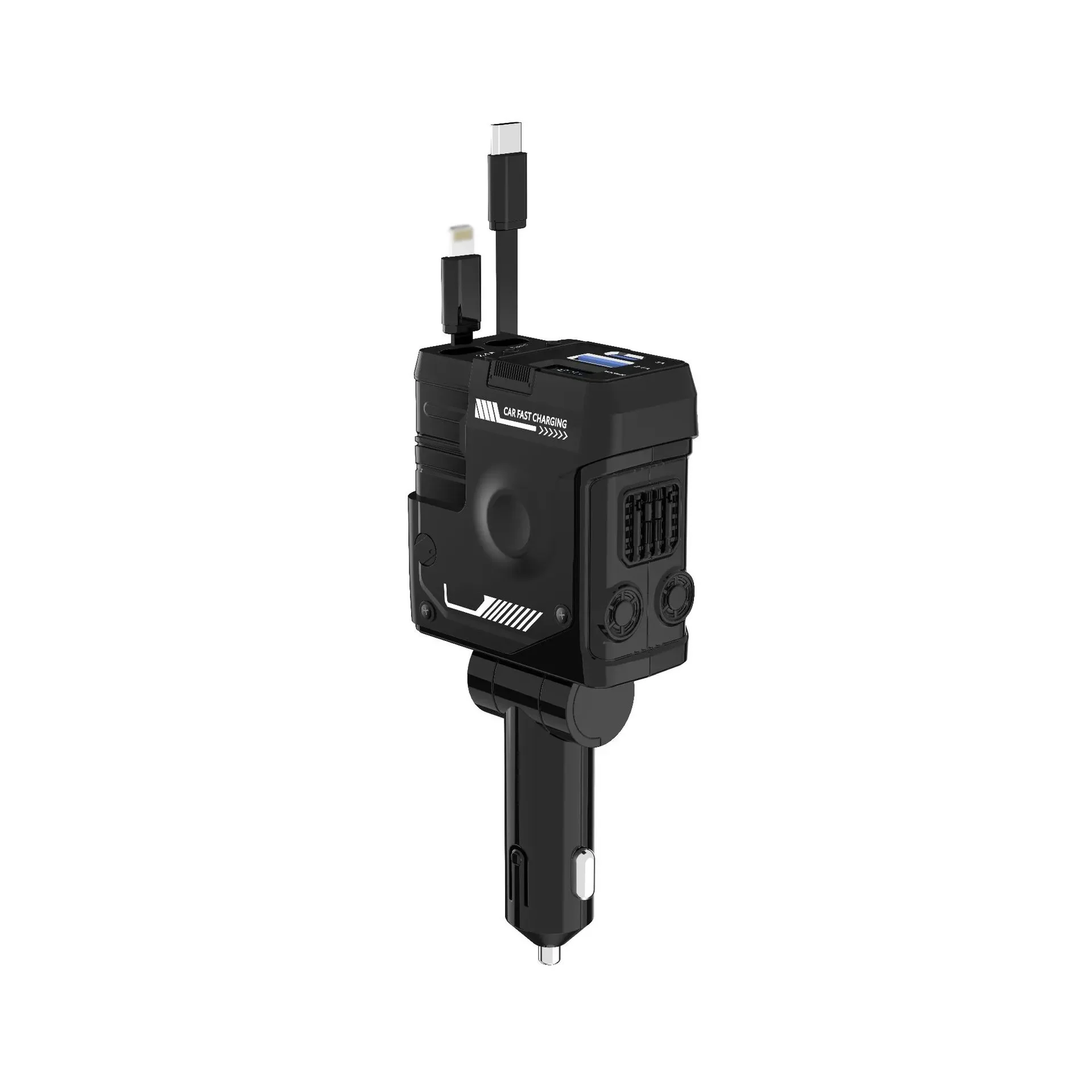 Оптовая продажа Автомобильное зарядное устройство 4 в 1 USB-C светодиодное выдвижное 120 Вт Type C быстрое автомобильное адаптер для IPhone на Android