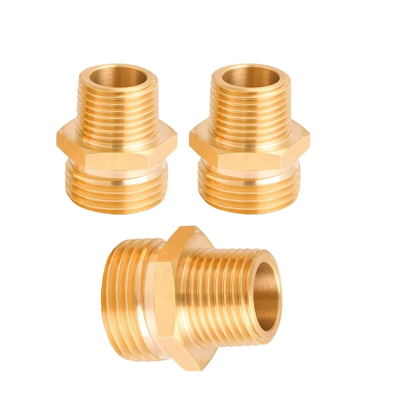 External Threaded Brass Quick Coupling Adaptor Male Hex Bushing Reducer Adapter Reducing Hex Nipple Double Male Adaptor