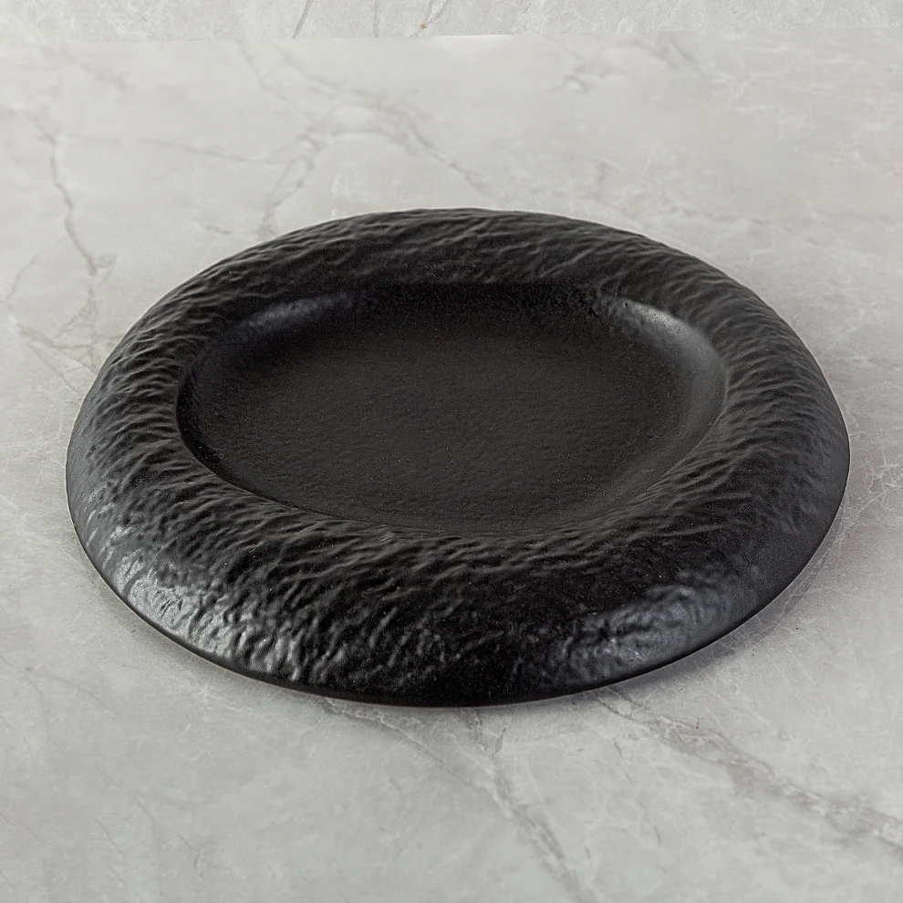 Buffets Dinning round design hand ceramic plates sets Embossed Stone Grain dinnerware tableware Ceramic Plates For Restaurant