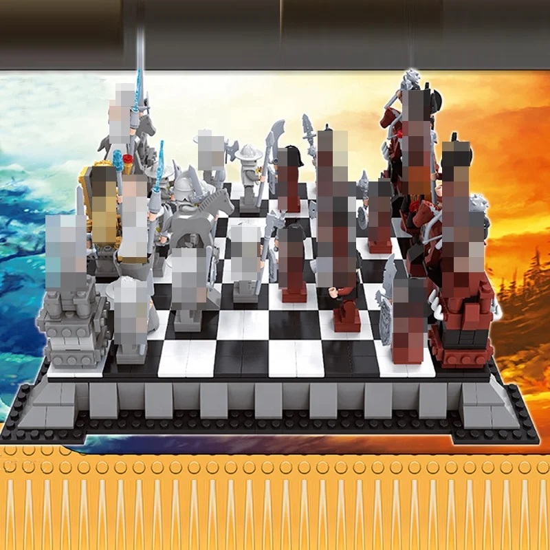 Creative Model Medieval Castle&Chessboard Building Blocks Sets  With Figures 1000+pcs Bricks DIY Assembly Building Games For 6+
