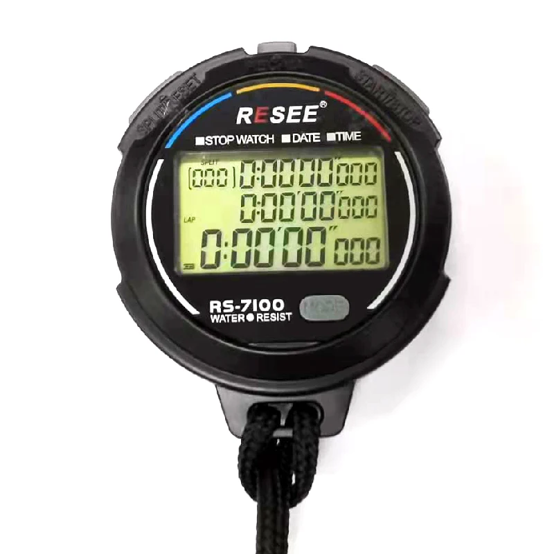 Resee Professional customization students stopwatch  with 10 laps timer digital 100 memory sports stopwatch sports timer