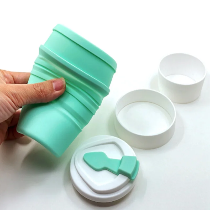Foldable Tea Cup Mug Eco Friendly Cafe Tool Reusable Portable Fit Travel Office 350ML Food Grade Silicone Collapsible Coffee Cup