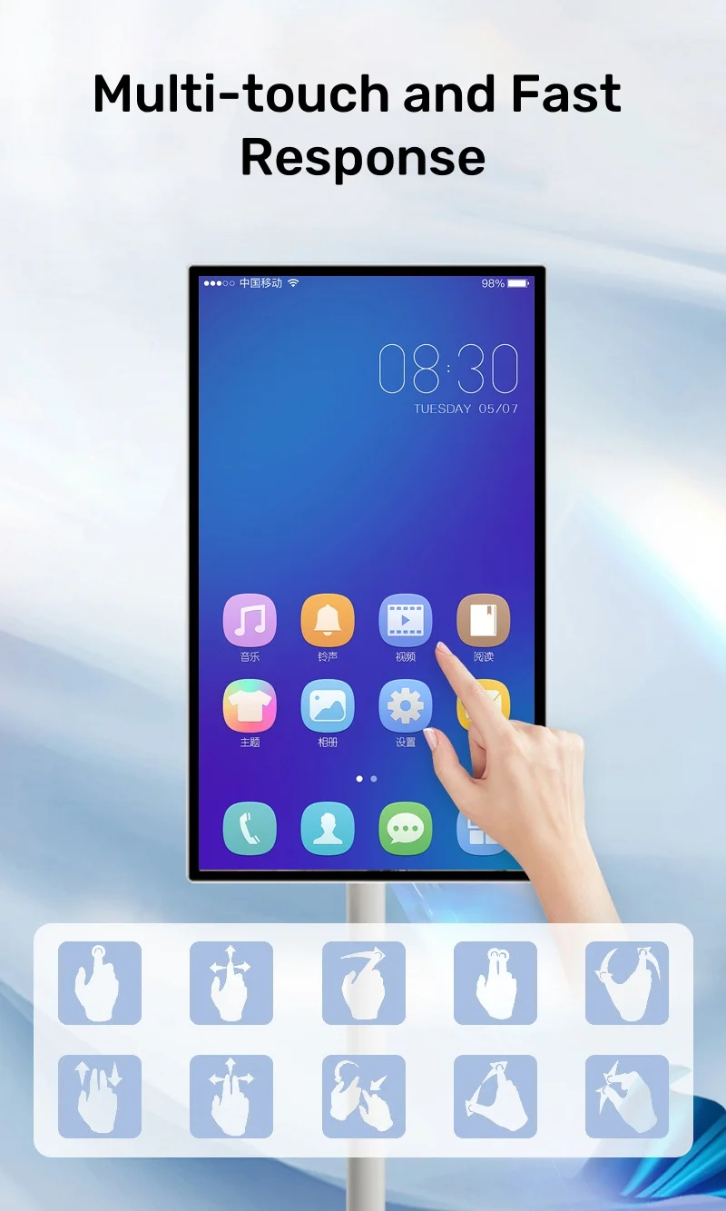 24-дюймовый смарт-мини-телевизоры Портативный сенсорный дисплей Android Smart вращающийся Wifi напольный портативный телевизор на