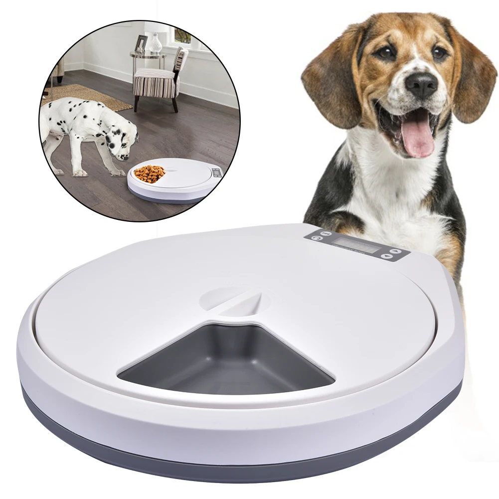 
Round Automatic Pet Feeder Food Dispenser for Dogs Cats & Small Animals Features Distribution Alarms Programmed Timed Supplies 