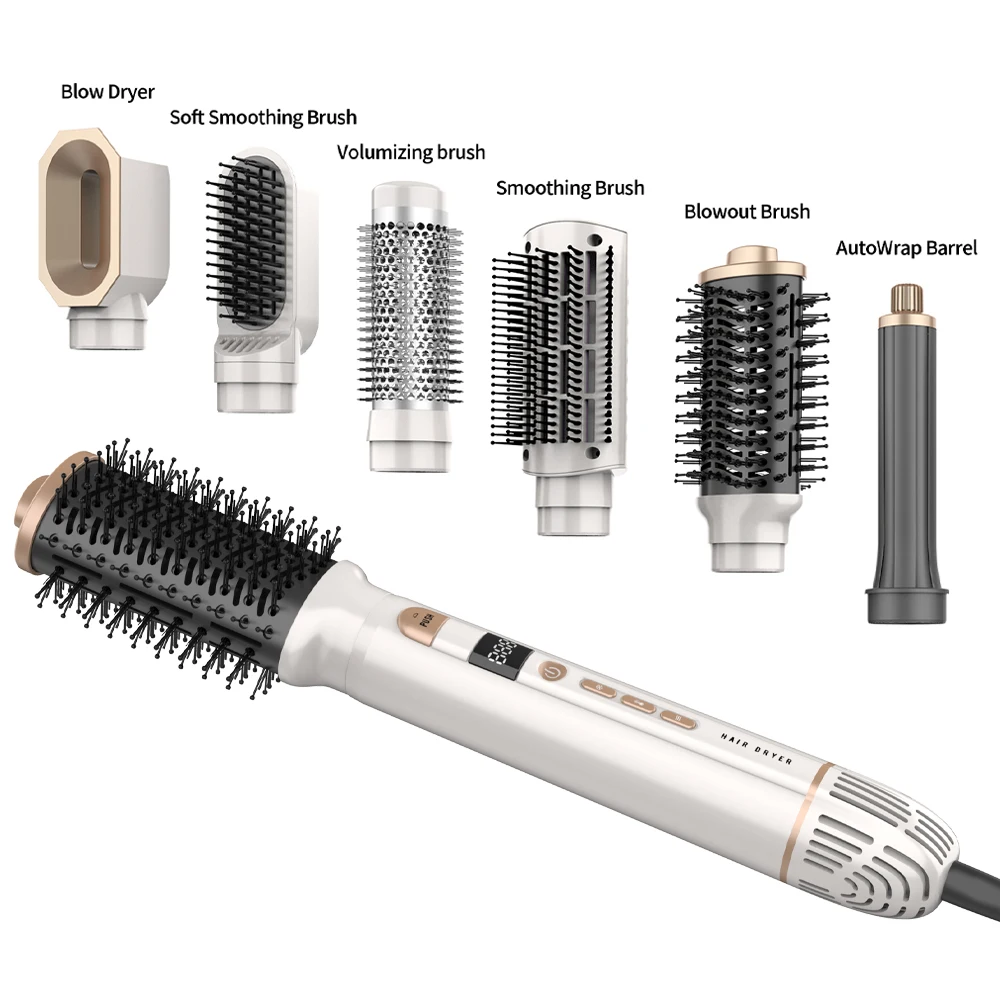6 in one high speed air styler cold and one step hair dryer hot air blower styler and hot air styler and rotating
