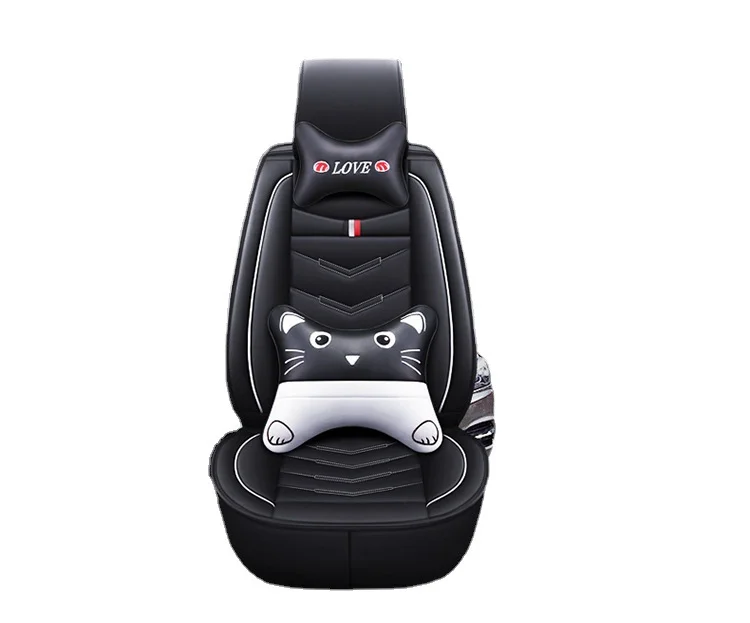 Luxury Car Seat Covers for Auto Vehicles Front And Rear Seat Protector Waterproof Leather Seat Cushion Black For Most