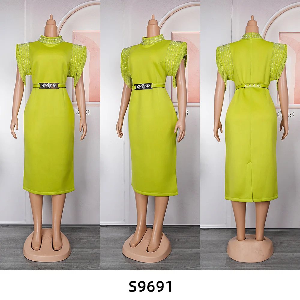 Fashion African Dresses For Women Clothing Plus Size Elegant Dress For Party With Belt