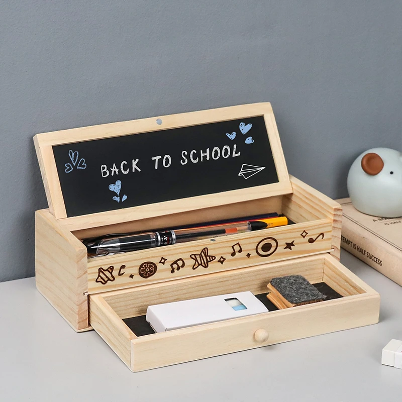 Kids Solid Wood Easel Stand Blackboard wooden blackboard writing board wood stationery box