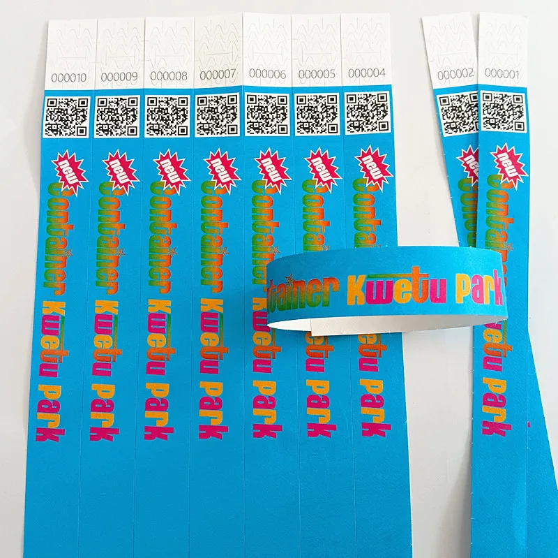 Custom Water Proof Disposable Gliding Tyvek Printable Paper Tickets wristbands ID Band For Events