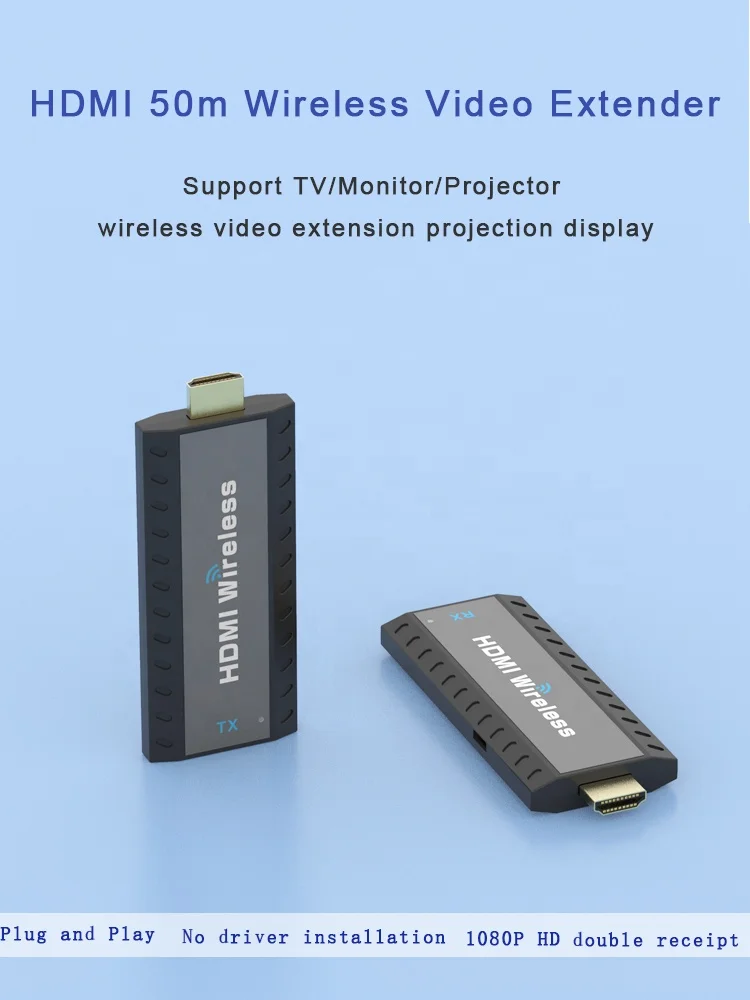 50M Hdmi Wireless 1 Transmitter and 2 Receiver Set Audio Video Extender To 2 RX 1x2 Same Screen