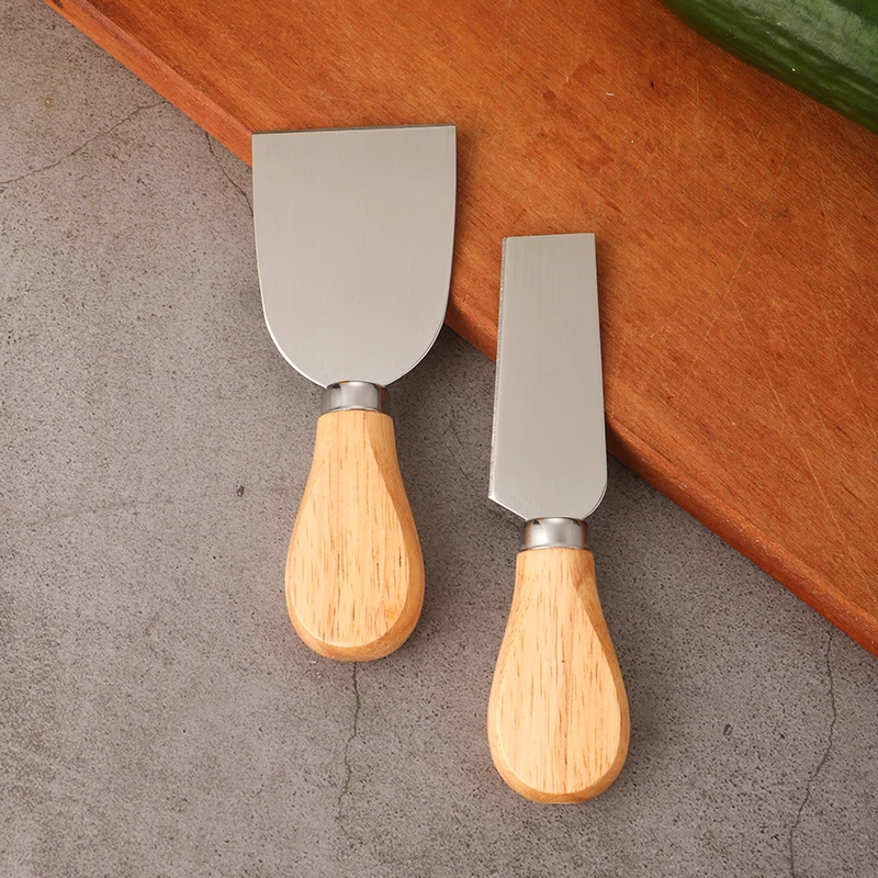 Amazon Top Seller Kitchen Accessories 4 Pieces Wood Handle Stainless Steel Mini Cheese Knife Cheese Tools Cheese Knife Set