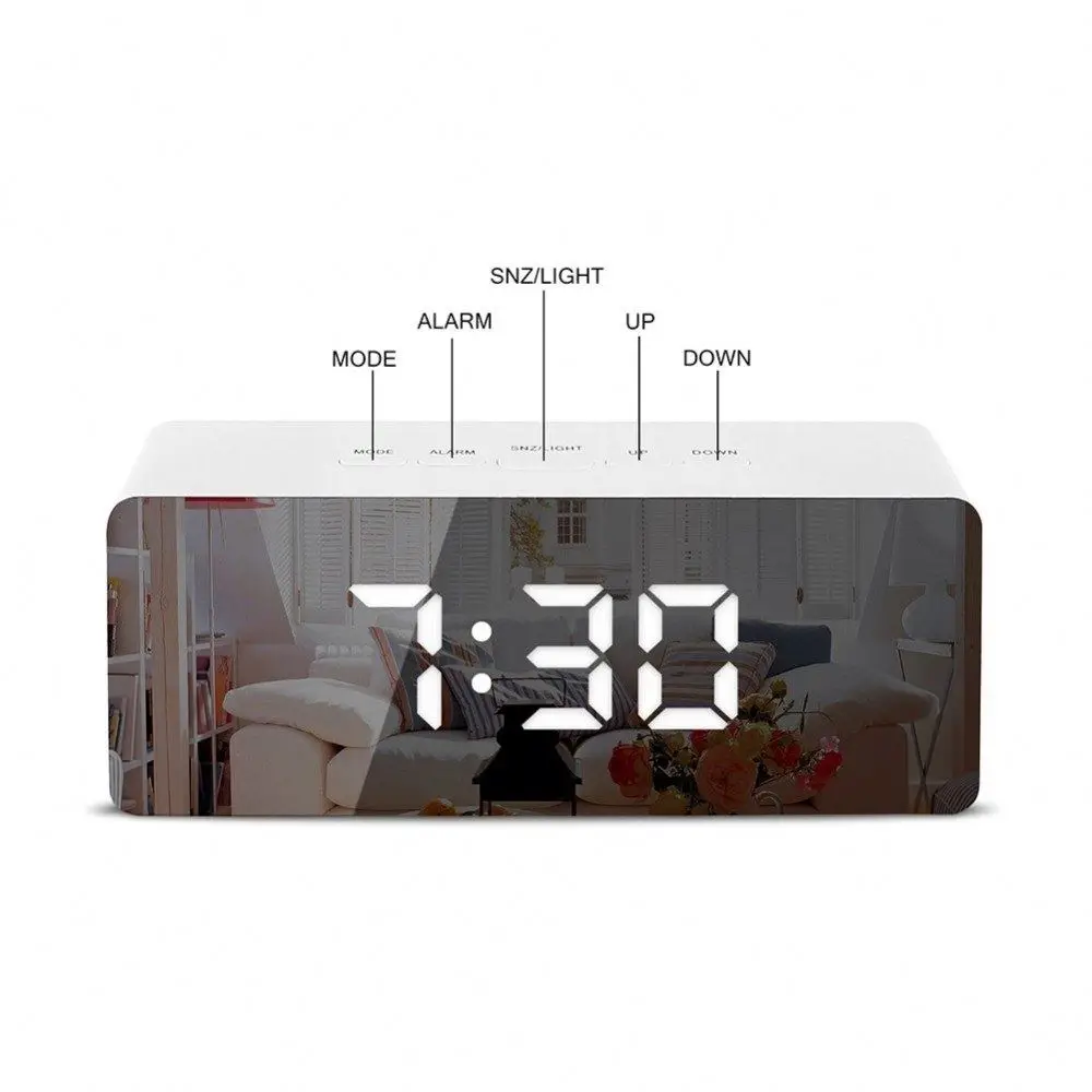 Digital Snooze Table Clock Ntp Clock Fan Clock Wall Alar M Electronic Large Time Temperature Display Led Mirror Wake Up Light