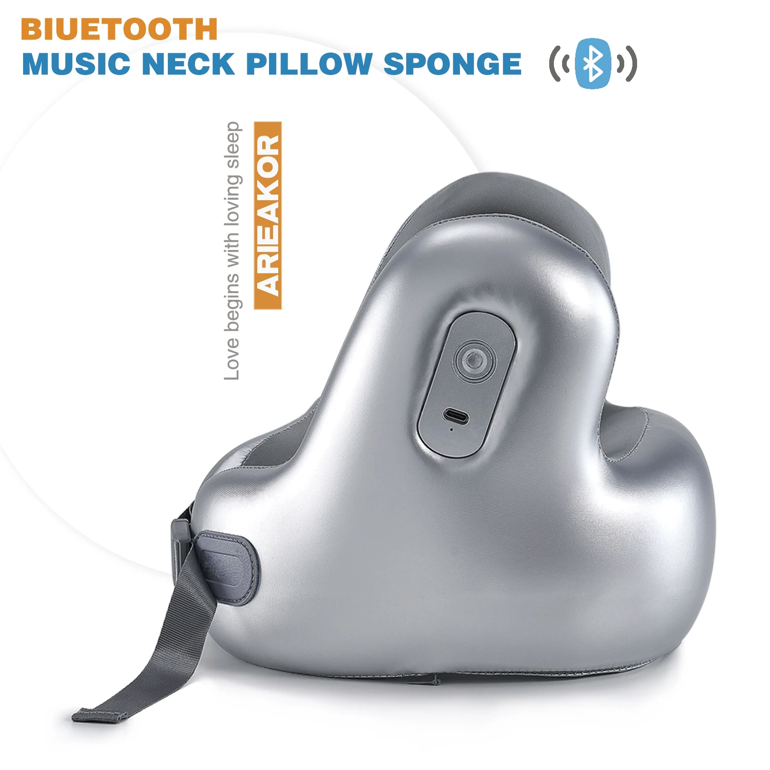 Multi-Functional Noise Reduction Bluetooth Travel Pillow Neck Sleep Pillow Neck Pillow for Airplane Office Camping