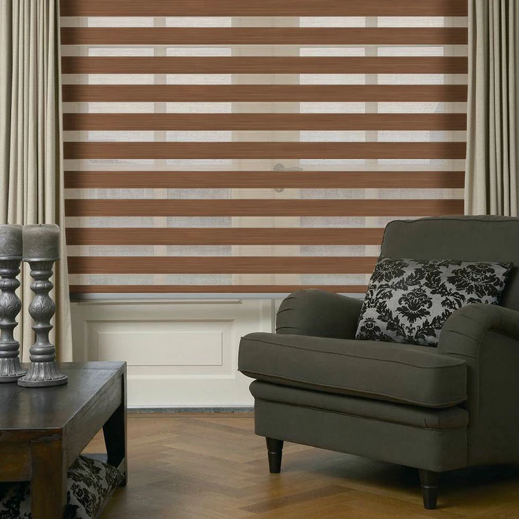 Interior Fashional Style Vertical Patten and Fabric Voile Material Double Zebra Blinds