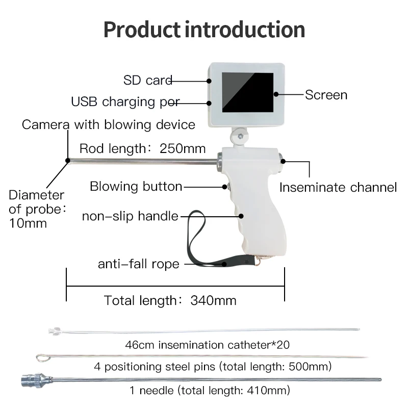 Chinese Factory Price 3.5inch Screen Canine Visual Insemination Gun Animal Artificial Insemination Gun