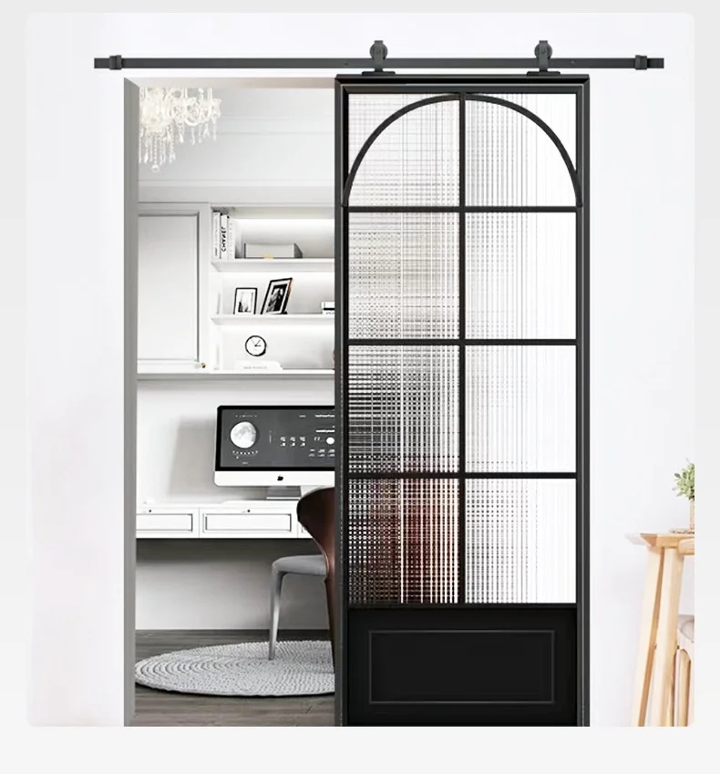 Single Door Wrought Iron Modern Luxury French Door Simple Elegant Design Glass Steel Swing Enter Aluminium Doors