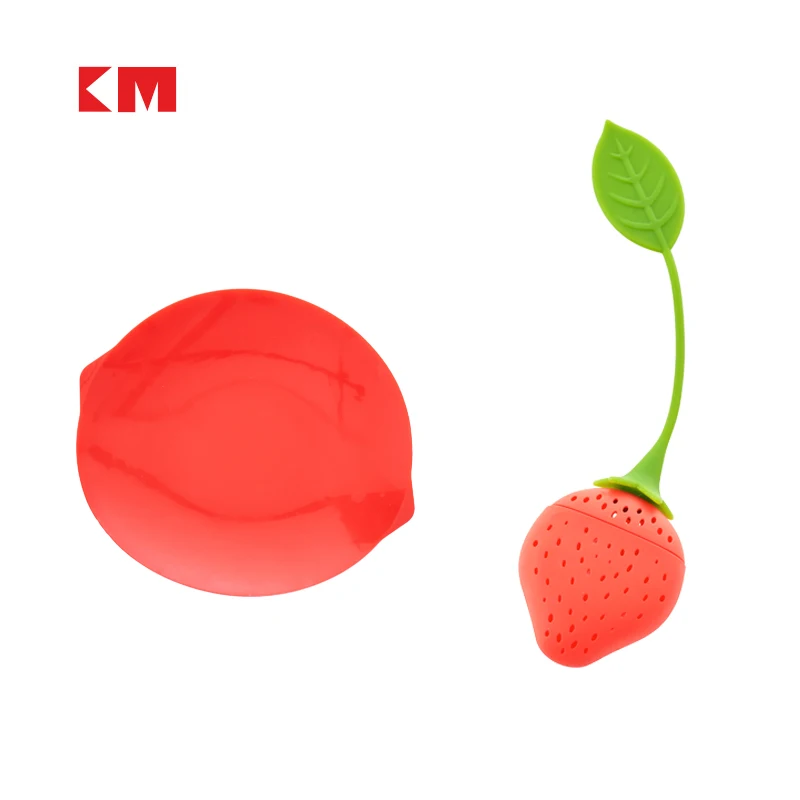 KM 1350 Food grade silicone tea ball strainers tea small Strawberries tea filter strainer
