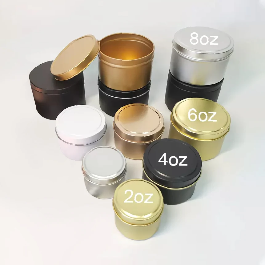 Роскошный круглый ароматизированный металлический контейнер для хранения порошка каннабиурста золотой жестяной свечей 4 унции металлические банки 8 унций