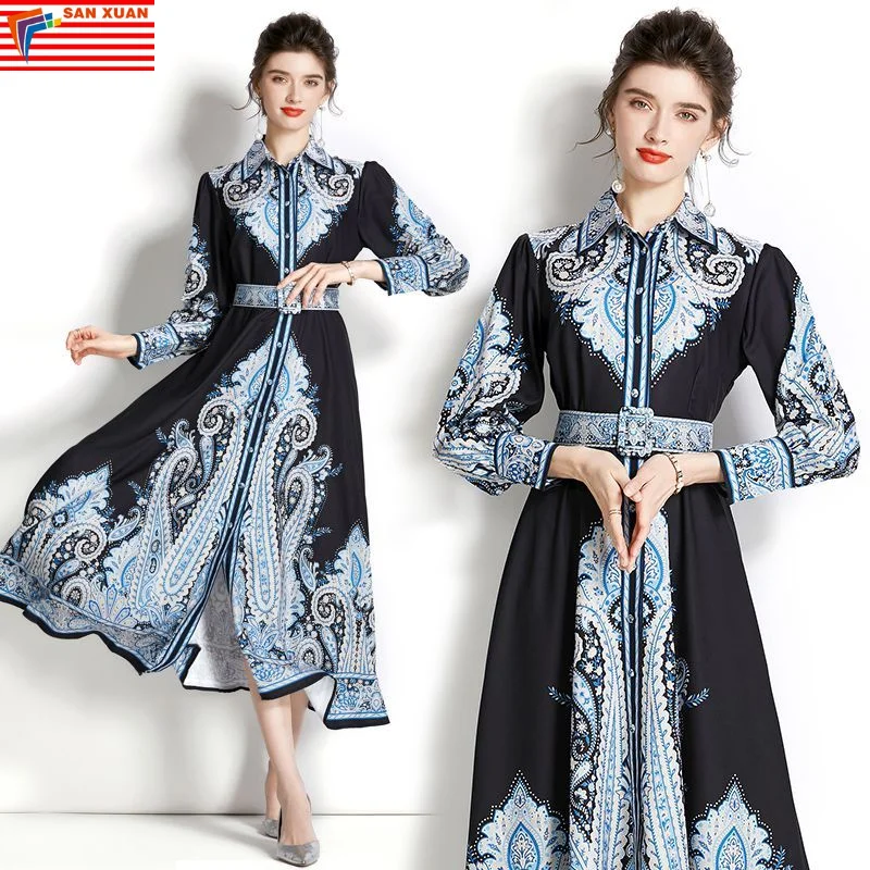 6987-75-new arrivals woman clothes wholesale vintage fashion apparel elegant lady floral american long Evening casual Dresses