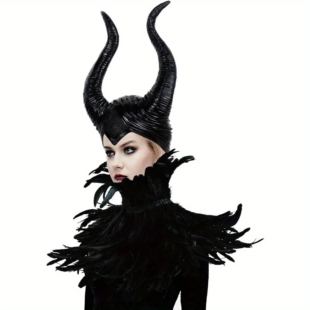Maleficent Cosplay Props Halloween Christmas Elegant Black Rave Party Supplies Head Decoration