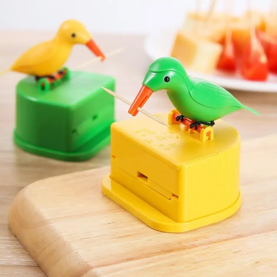 Automatic Storage Toothpick Dispenser Dinning Table Decor Press Type Toothpick Holder Bird Shape Toothpick Box Case