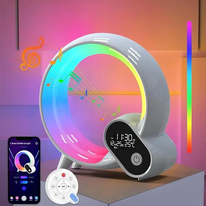 Wake Up Light, Smart Sunrise Alarm Clock for Kids with 15 Soothing Sounds Bluetooth speaker Night Light with with Snooze,Timer