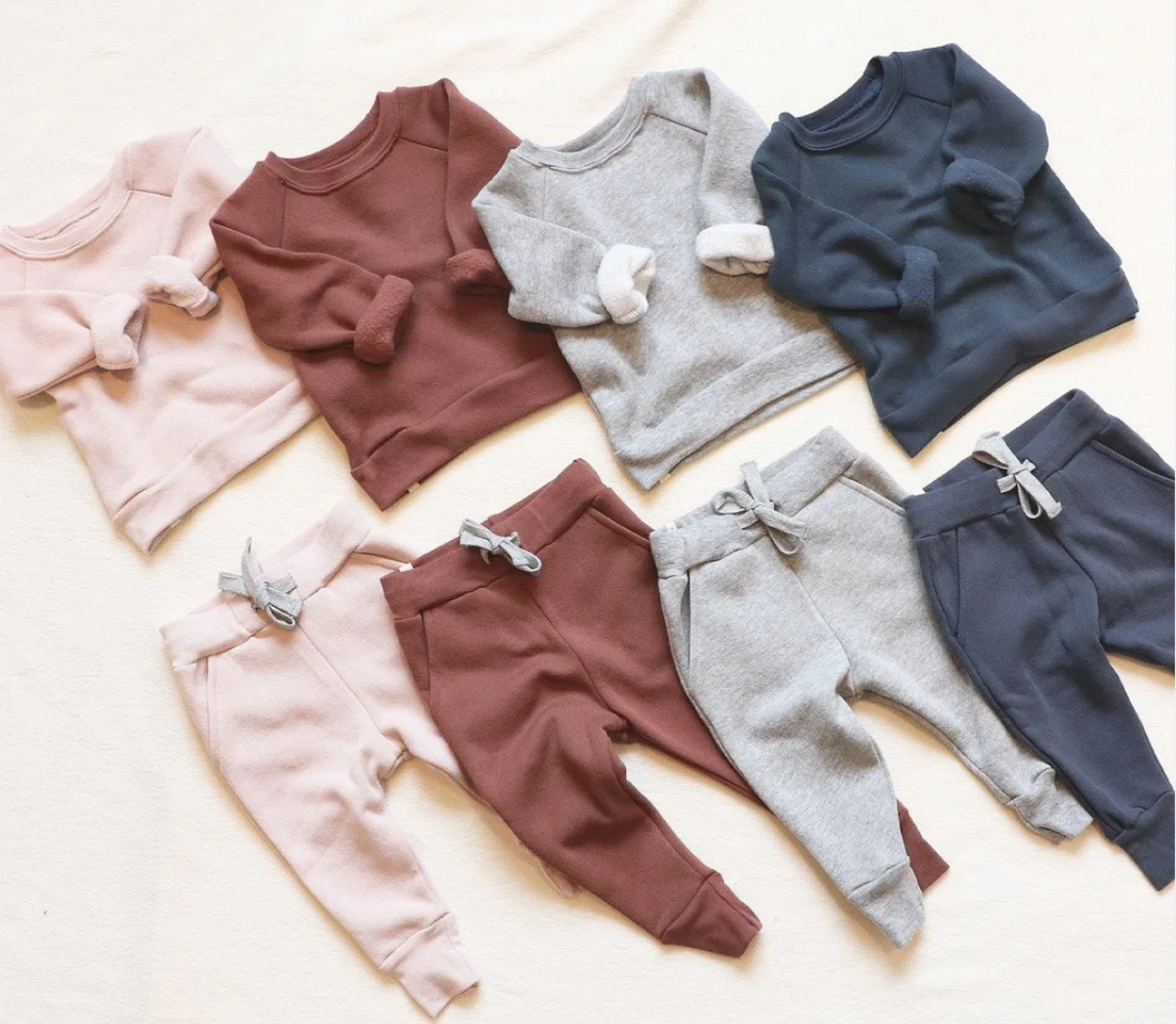 
wholesale baby fleece sweatshirt clothing set toddler spring autumn knitted sports outfit 