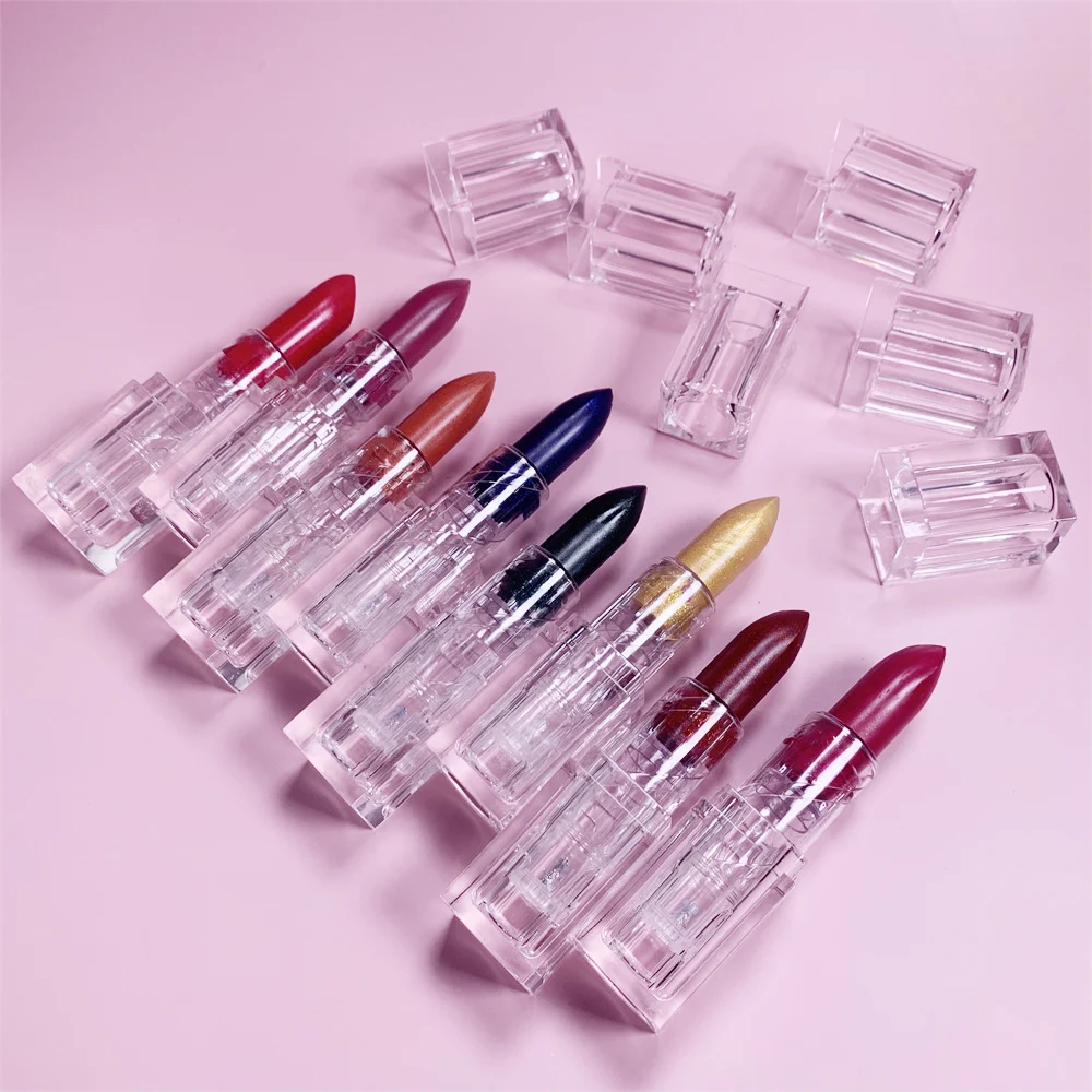 New Trends Quality Woman Cosmetics Natural Organic Waterproof Moisturizing Brown Creamy Silky Glitter Matte Lipstick