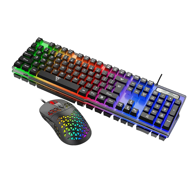 Дешевый тонкий лазер Teclado 104Key Rgb подсветка электронная Проводная металлическая игровая клавиатура и мышь комбо