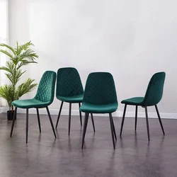 Modern Luxury Home Furniture Nordic Upholstered Fabric Blue Velvet Dinning Dining Room Chairs with Painting Metal Legs