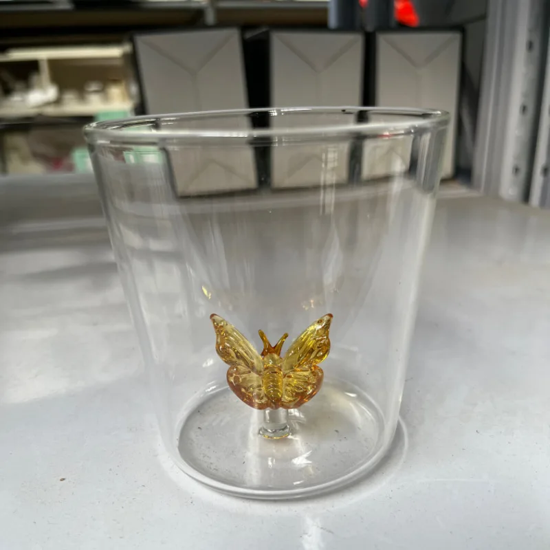 3D cartoon design cute tumbler simple household glass fruit juice tumbler high borosilicate glass tumbler