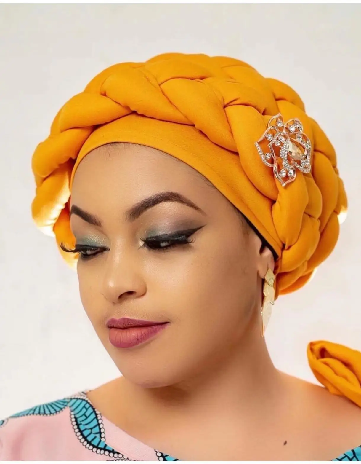 FashionWholesale Turban Cap for Women Ready Female Head Wraps African Auto Geles Aso Oke Headtie Already Made Headties