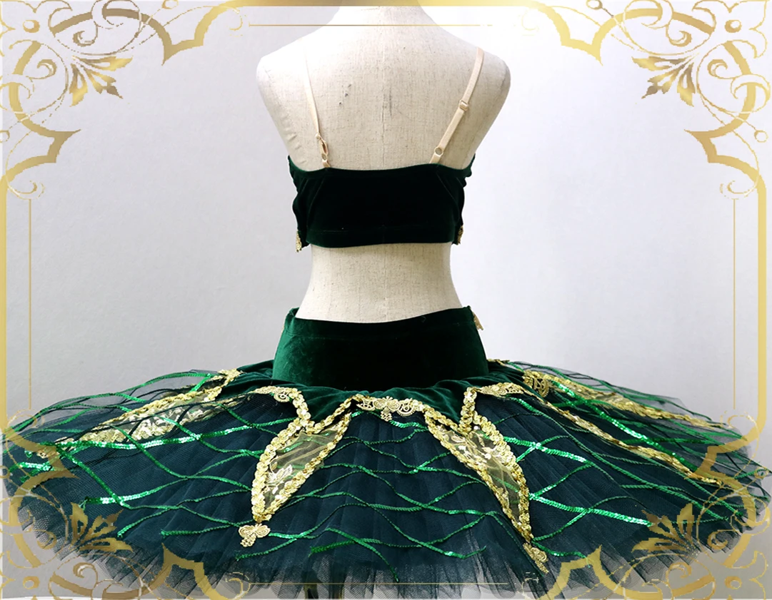 New dark green velvet Crop design for Ballet Tutu skirts girls tutu dress of girl .New--33