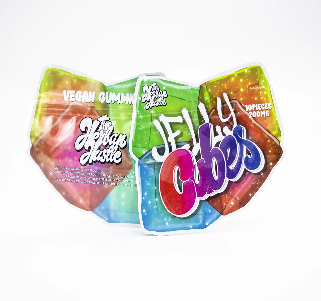 Low Price Shaped 1G 3.5G Holographic Zipper Pouch Child Proof Mylar Bags Printed Irregular Die Cut Smell Proof Candy Mylar Bag