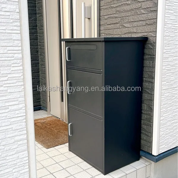 New Design Black Steel Mailbox With 2/3 Door Waterproof Practical Metal Package Mailbox With Key Lock Large Capacity For Outdoor