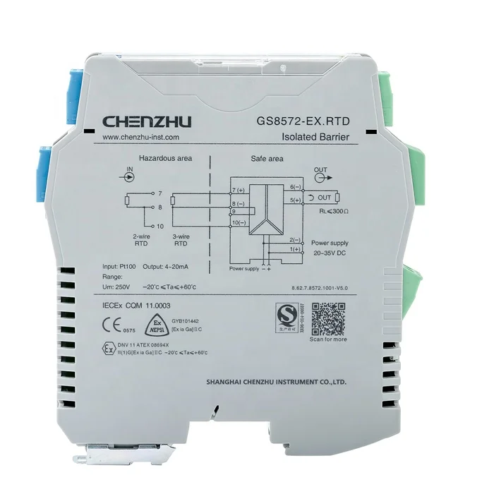 GS8572-EX.TC TUV SIL2  input Isolated Barrier Temperature Input intrinsically safe isolator 1 input 1 output CHENZHU
