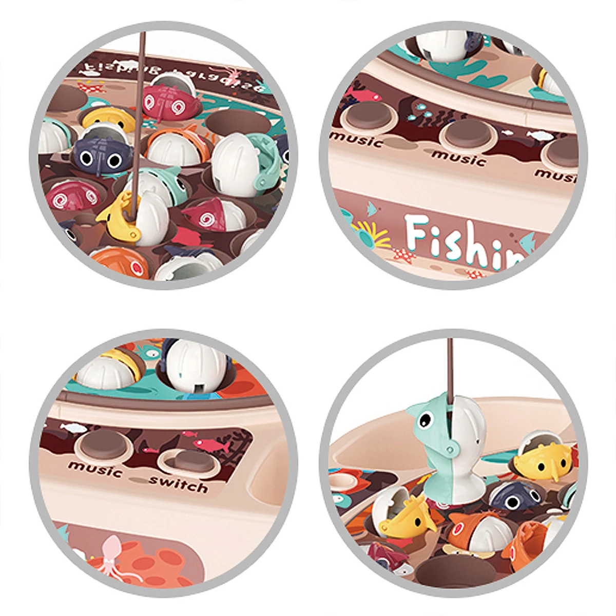 Вращающаяся рыболовная игра игрушка магнит рыбалка с музыкой и светильник набор рыболовных игрушек