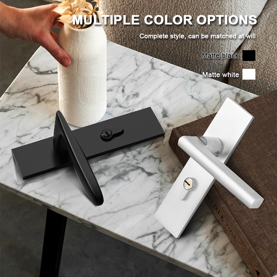 Wholesale Black Aluminum Alloy Slim Security Wooden Steel Door Exterior Door Lock Set Handles