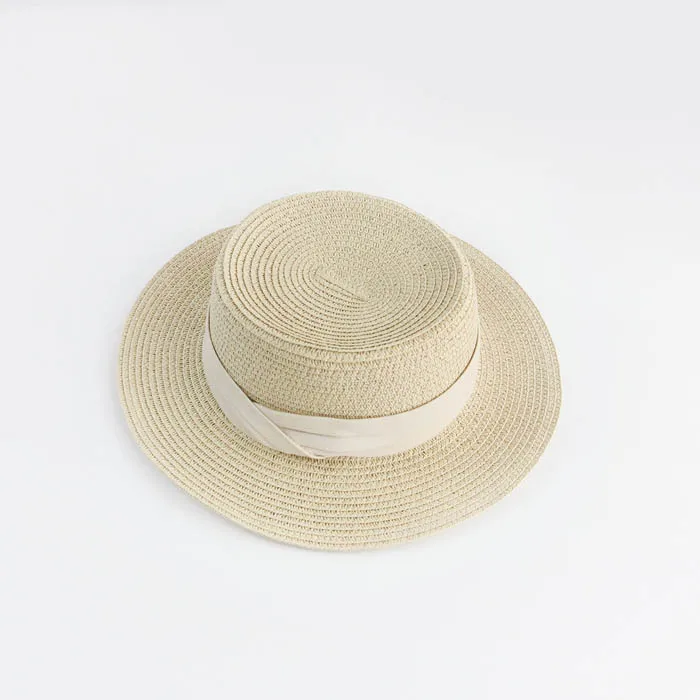 New Summer Fashion Design Straw Flat Hat Sun Shading Vacation Beach Woven