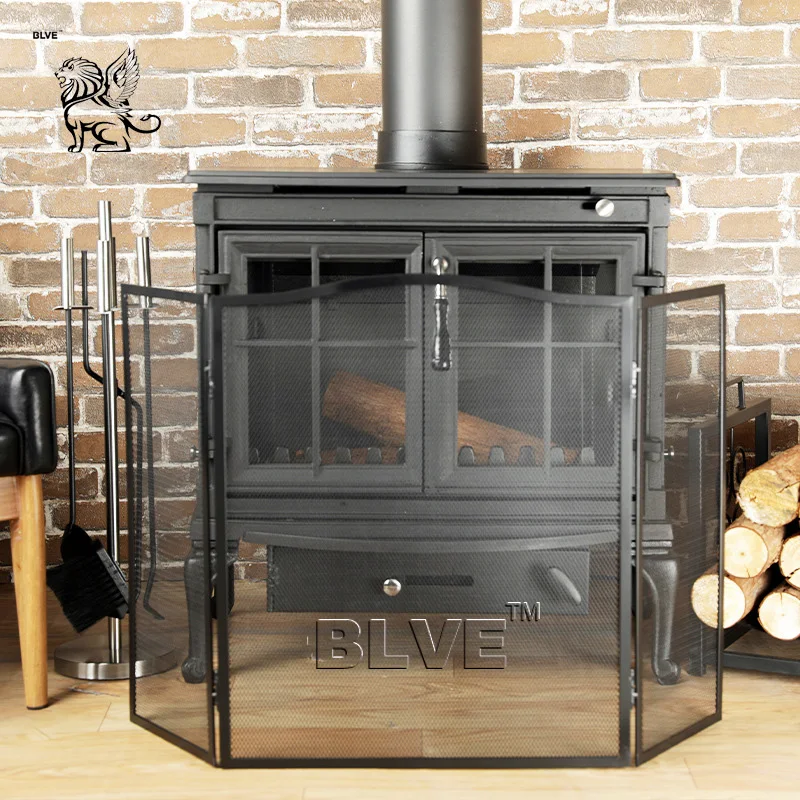 BLVE Modern Design Cast Iron Stoves Firewood Burning Heaters Unique Freestanding Fireplace Indoor Wood Burning
