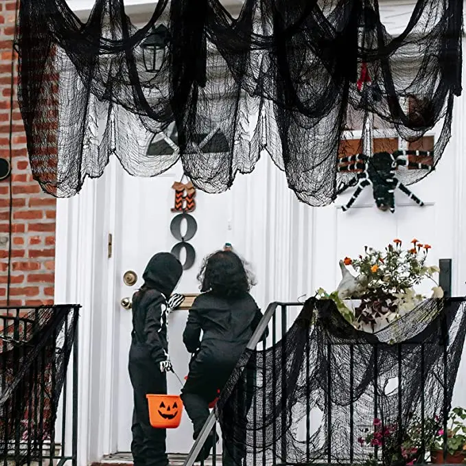 Home decor Black Halloween Creepy Cloth(30 x 72 Inch)- Spooky Scary halloween Gauze for