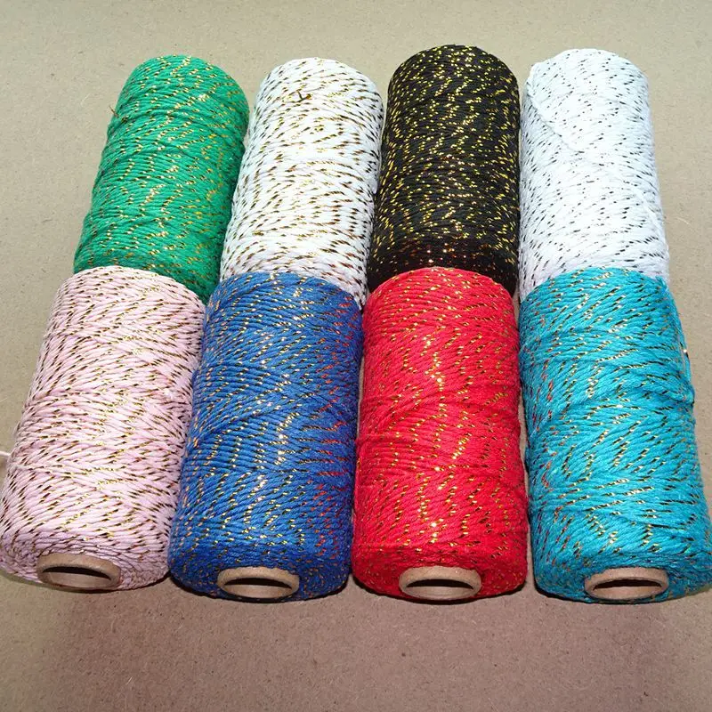 Thread Solid Cotton Rope 100m Double Colour Cotton Thread Decorative Packaging Cotton 2mm Jute Mercerized Embroidery Threads