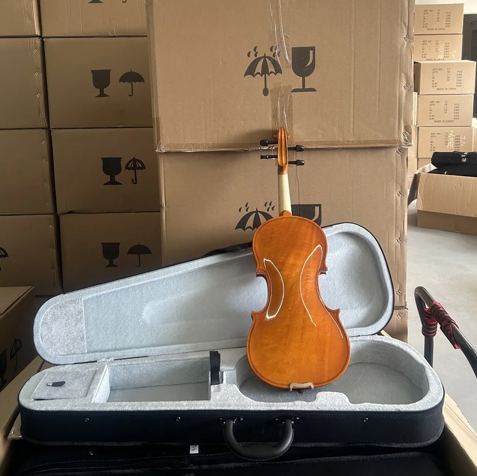 in stock full size nice gloss matte basswood Plywood beginner violin outfit 4/4