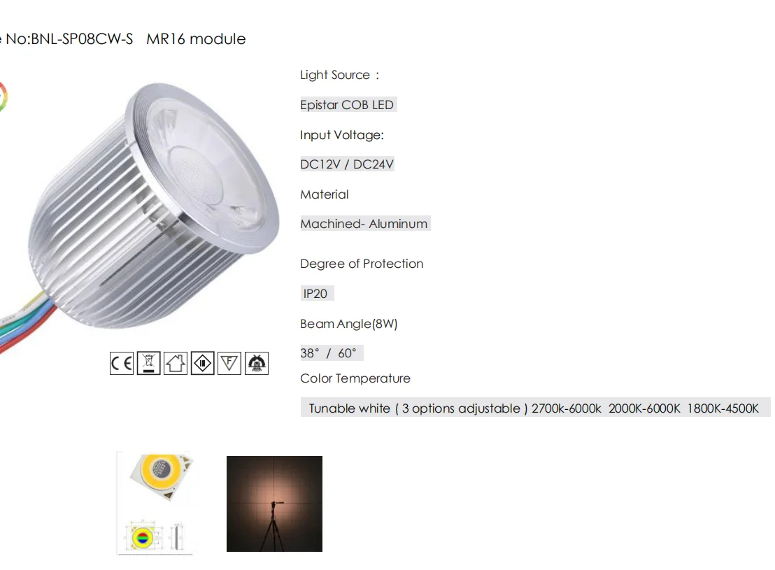 8w pwm dimmable 24v led spots tunable white 2000k-6500k cct naniwa MR16 GU10 led downlight 24v dali dimmable driver suitable