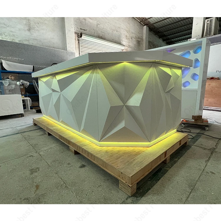 Coffee Shop Bar Counters Led Marble Stone Bar Furniture Stools Restaurant Hotel Bar Counter White