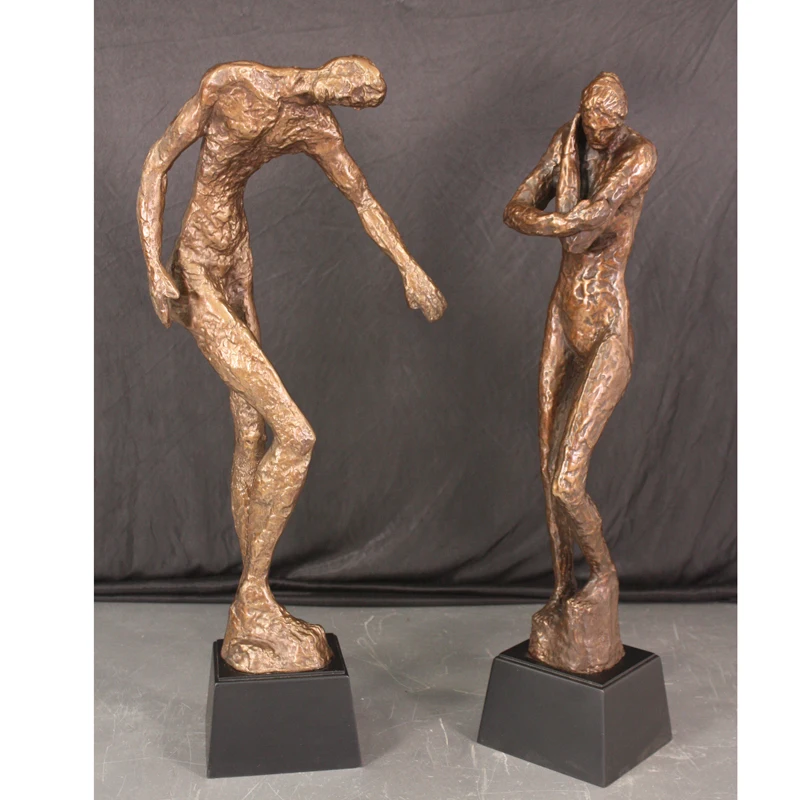 Antique bronze 3D strong nude man casting statue for desk top